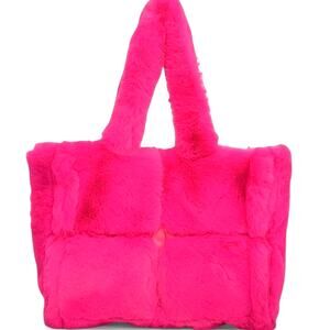 Hot Pink Barbie Fuchsia Faux Fur Shoulder Tote Bag Rave Festival Glam Dopamine
